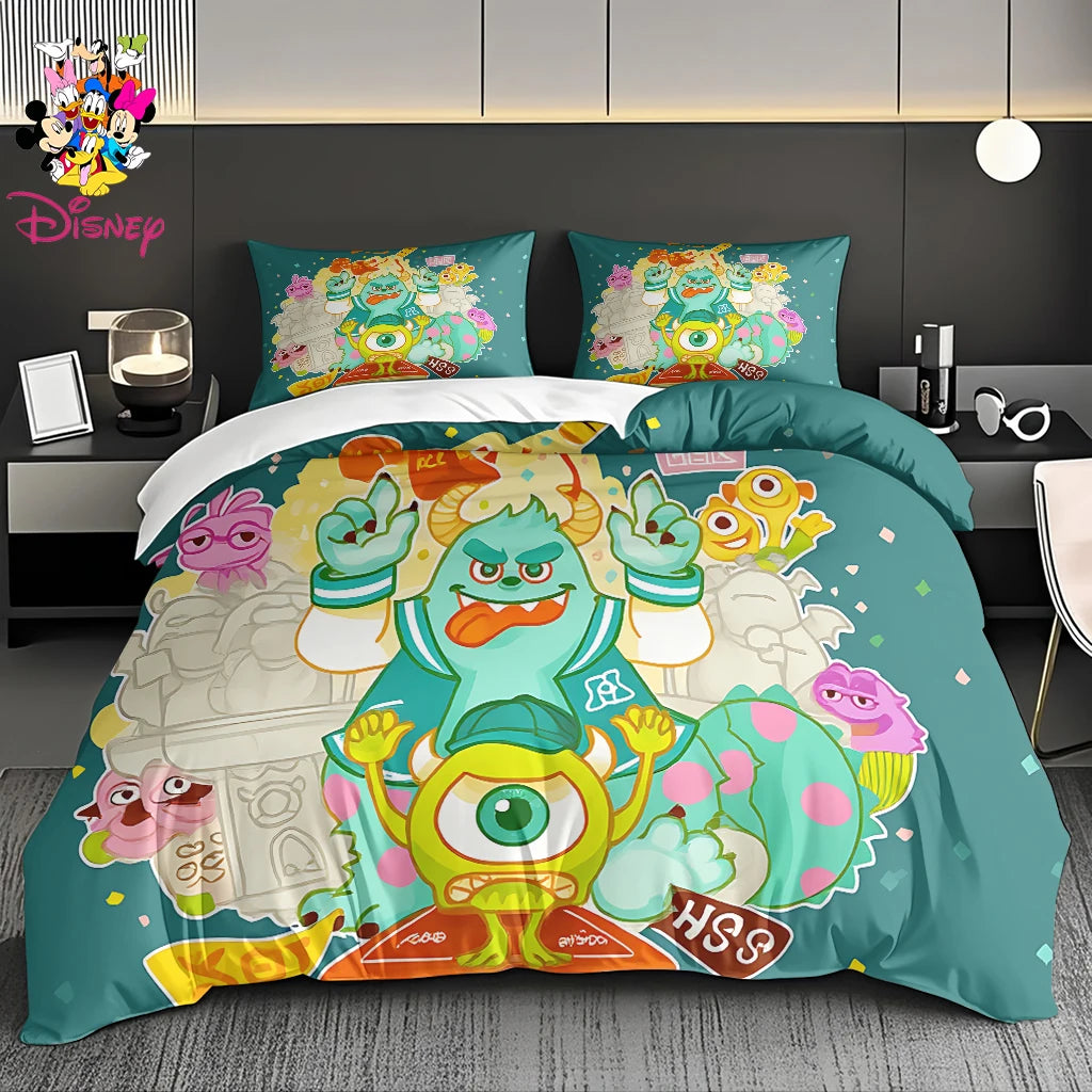 2/3pcs Disney Stitch & Mickey Duvet Cover Set Without Filler  Soft Bed Sheet,Skin-Friendly & Breathable Bedding Set Holiday Gift