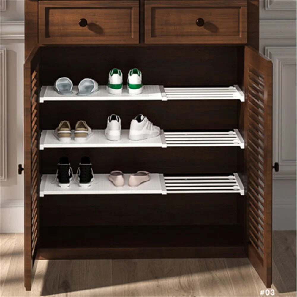 Adjustable Closet Shelf Organizer Extendable Wardrobe Divider Rack (No Drilling)