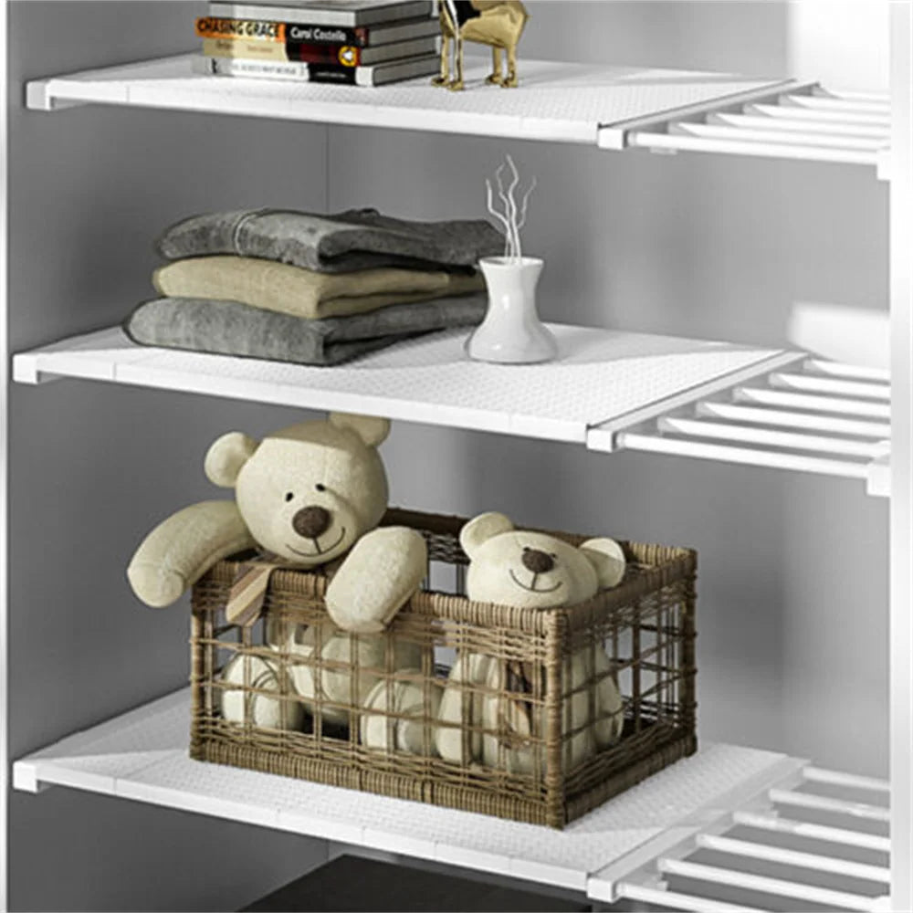 Adjustable Closet Shelf Organizer Extendable Wardrobe Divider Rack (No Drilling)