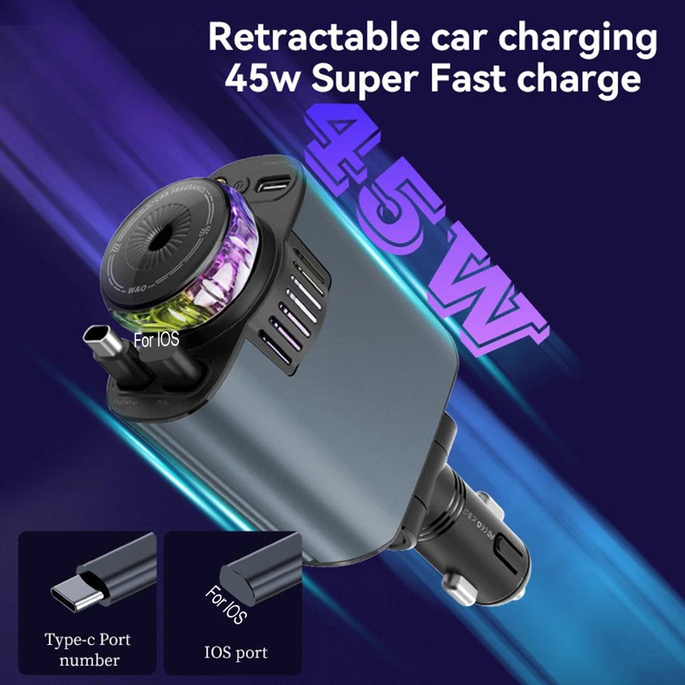 5-in-1 PD45W Car Charger with Starlight Aromatherapy Air Freshener