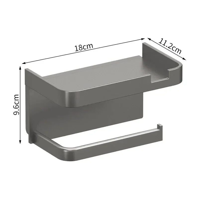 Toilet Paper Holder & Storage Rack - Plastic Wall-Mounted Kitchen Towel, Seasoning & Phone Holder