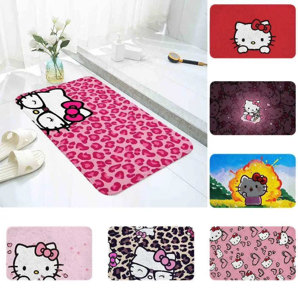 Cute H-hello-K-Kitty Floor Mat Bathroom Absorbent Mat Simple Door Dirt-resistant Mat Home Kitchen Mat Foot Mat Entry Mat