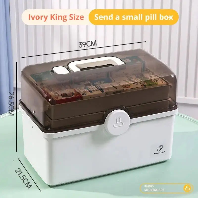 Large Capacity Multi-Layer Home Medicine Storage Box - Lockable First Aid Organizer Cabinet
