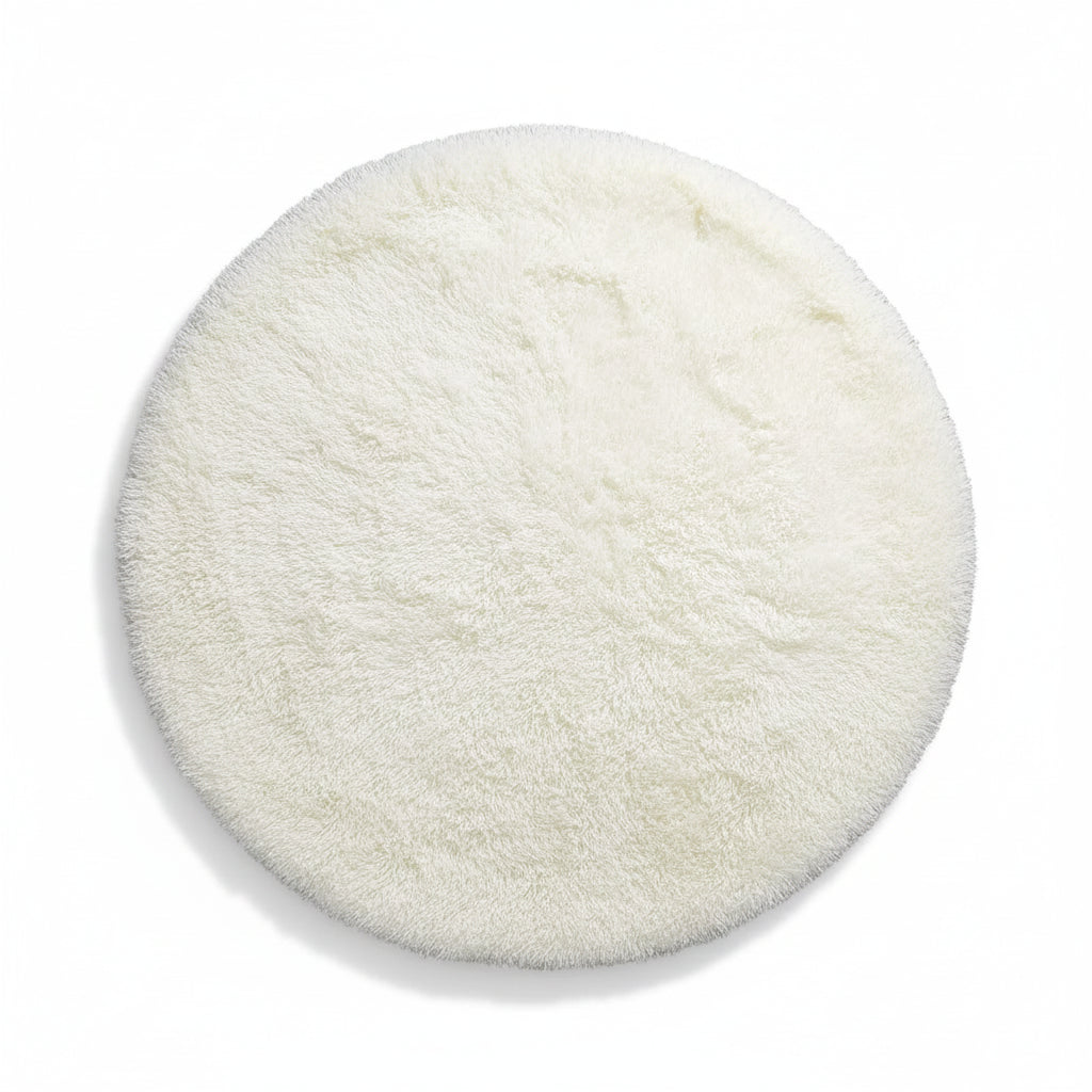 VIKAMA Ultra Soft Shaggy Round Rug - Fluffy White Carpet for Living Room, Bedroom & Kids Room