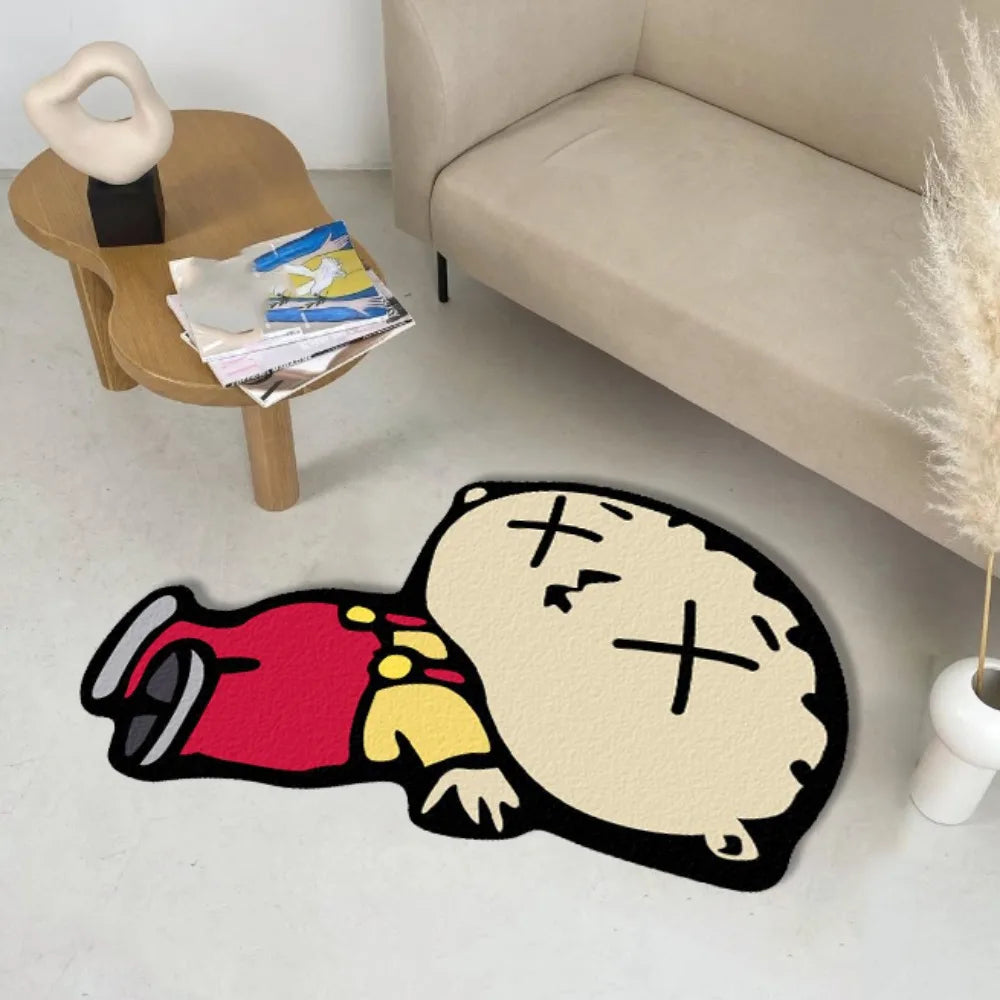 VIKAMA Humorous Cartoon Character Carpet - Soft Anti-Slip Bedroom & Living Room Floor Mat