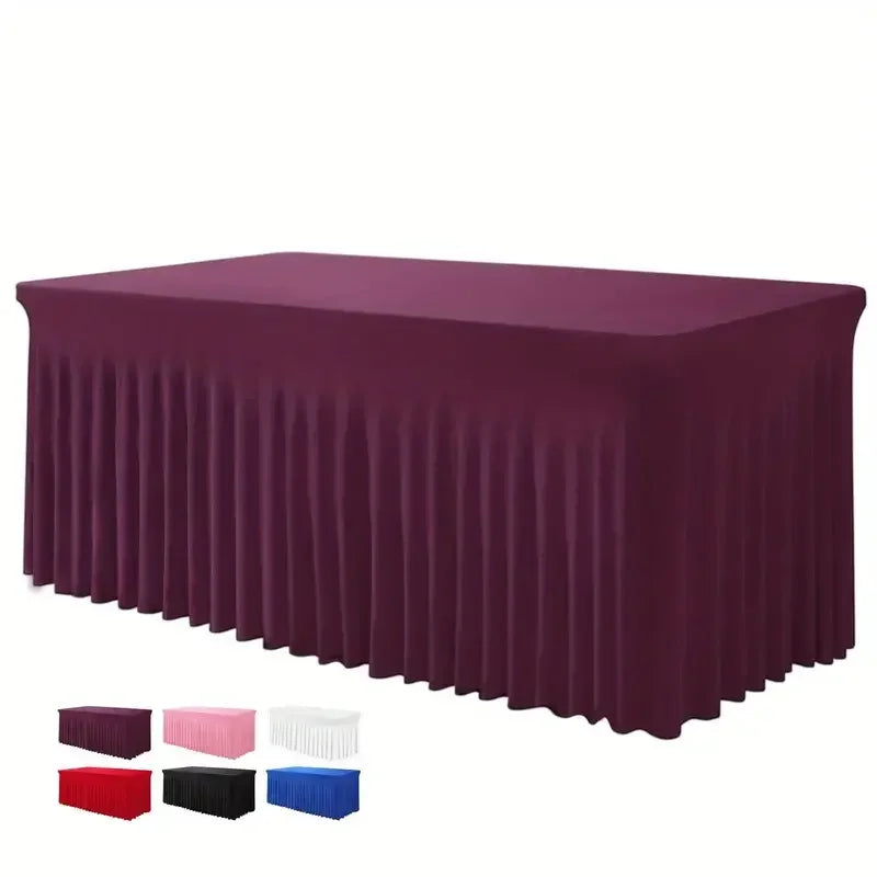 4Ft 6Ft 8Ft Spandex Table Skirt Universal Fitted Stretch Tablecloth for Party, Banquet, Wedding and Events