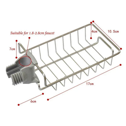 Stainless Steel Sink Faucet Shelf Adjustable Sponge & Towel Holder - Hom Haven