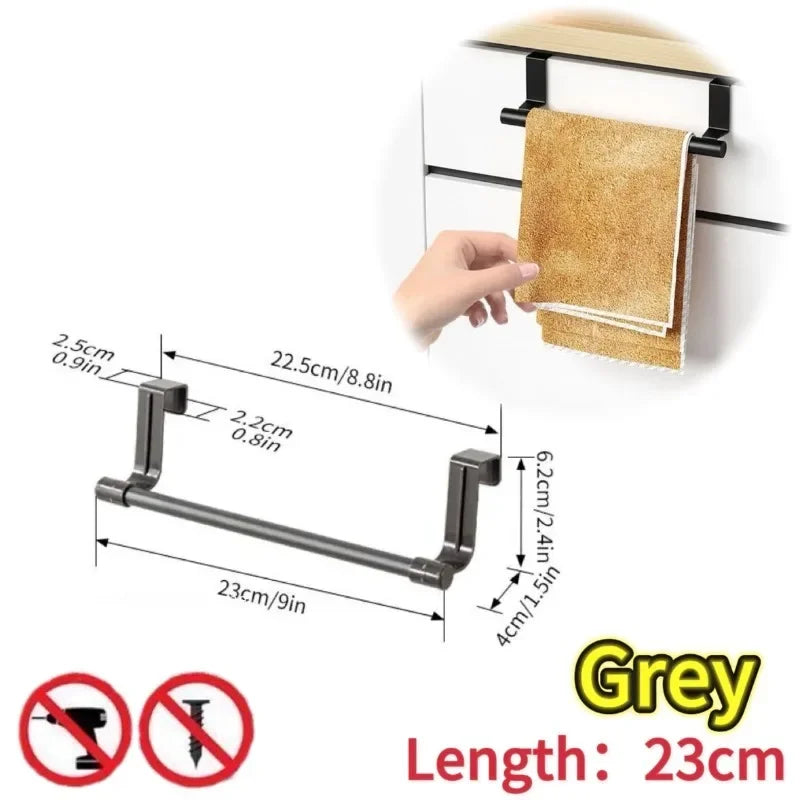 1/2pcs Wall-Mounted Kitchen Cabinet Towel Rack - Space-Saving Dishcloth Holder for Home and Bathroom No Drilling Require
