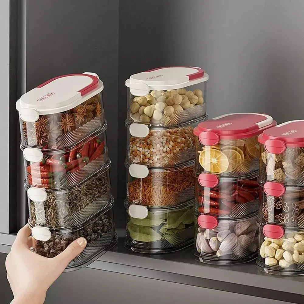 Stackable Seasoning Box Set Dual Layer Sealed Kitchen Storage Container