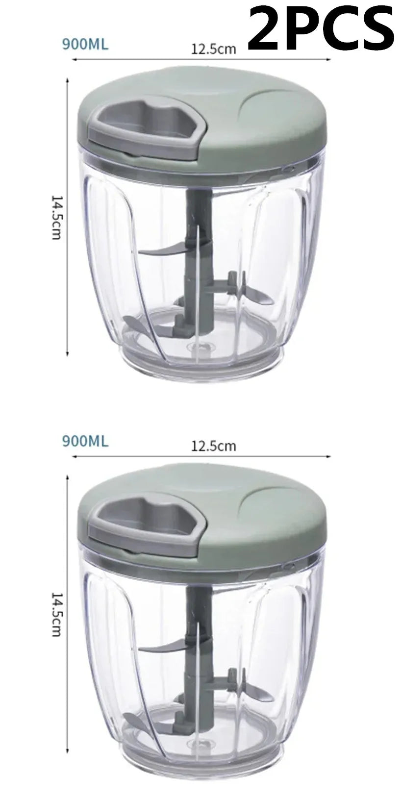 Manual Garlic Chopper & Vegetable Cutter - 500/900ml Rotating Slicer, Crusher & Meat Grinder