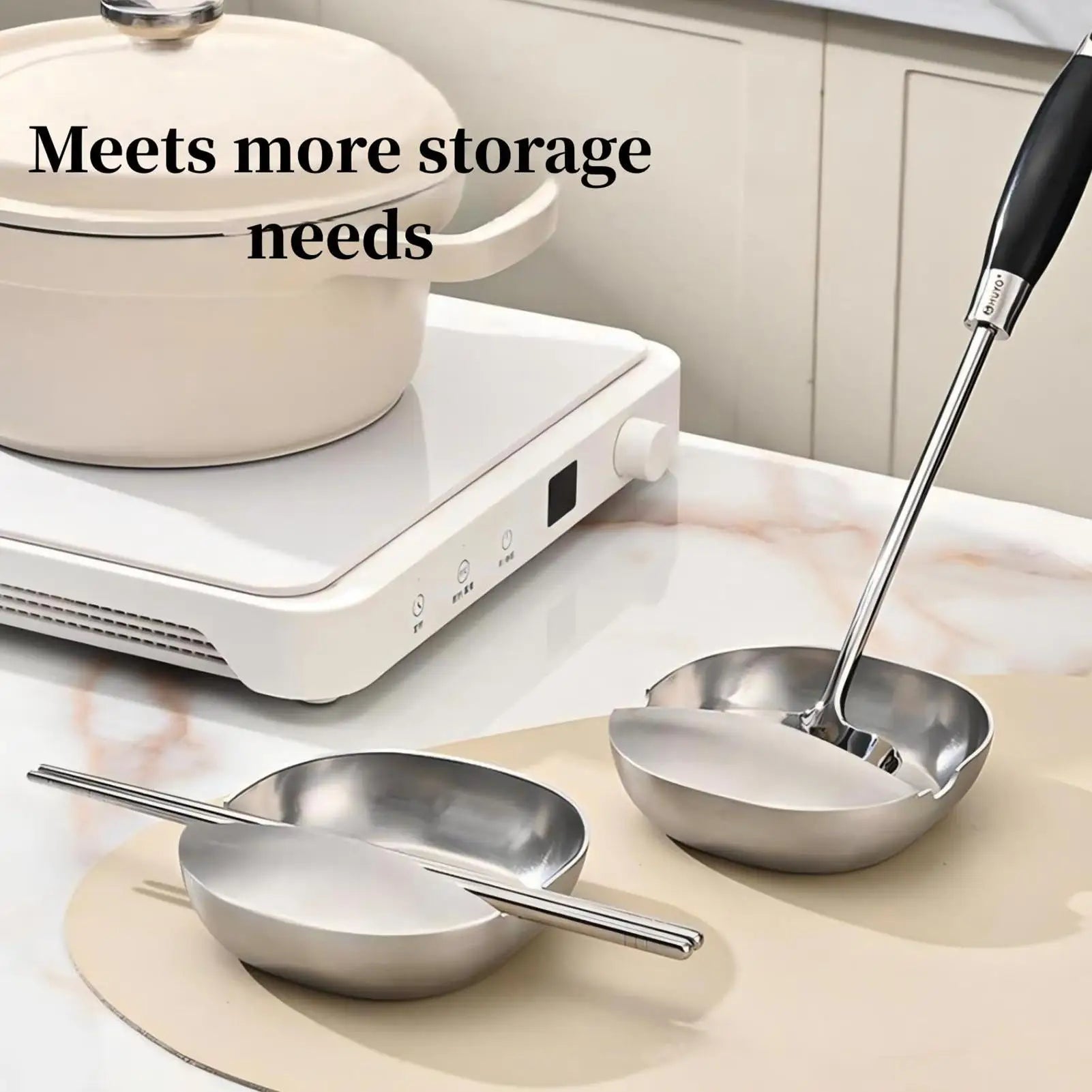 Stainless Steel Spoon Rest Stove Top Utensil Holder for Kitchen Cooking Tools