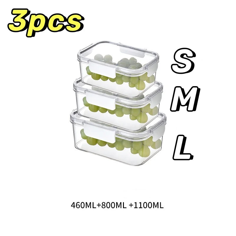 Refrigerator Crisper Storage Boxes, Sealed Fresh Food Organizer (3/1 Pcs)