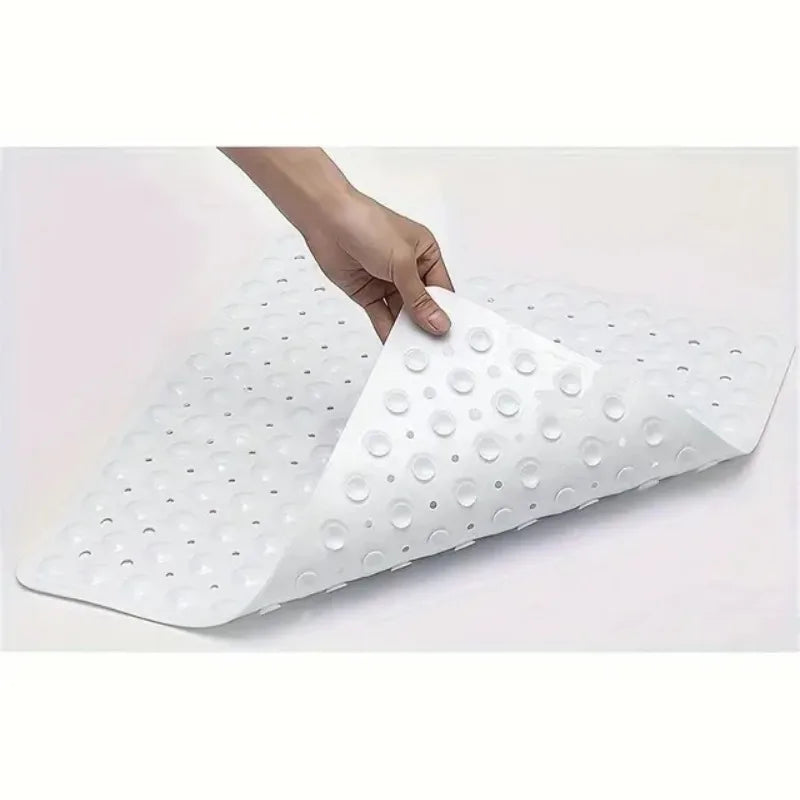 21x21 Inch Square Non-Slip Shower Mat - Clear PVC Anti-Slip Bathroom Stall Floor Mat