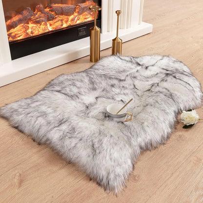 Soft Shaggy Faux Fur Rug 60x90cm - Extra Thick Non-Slip Plush Bedroom & Living Room Carpet - Hom Haven