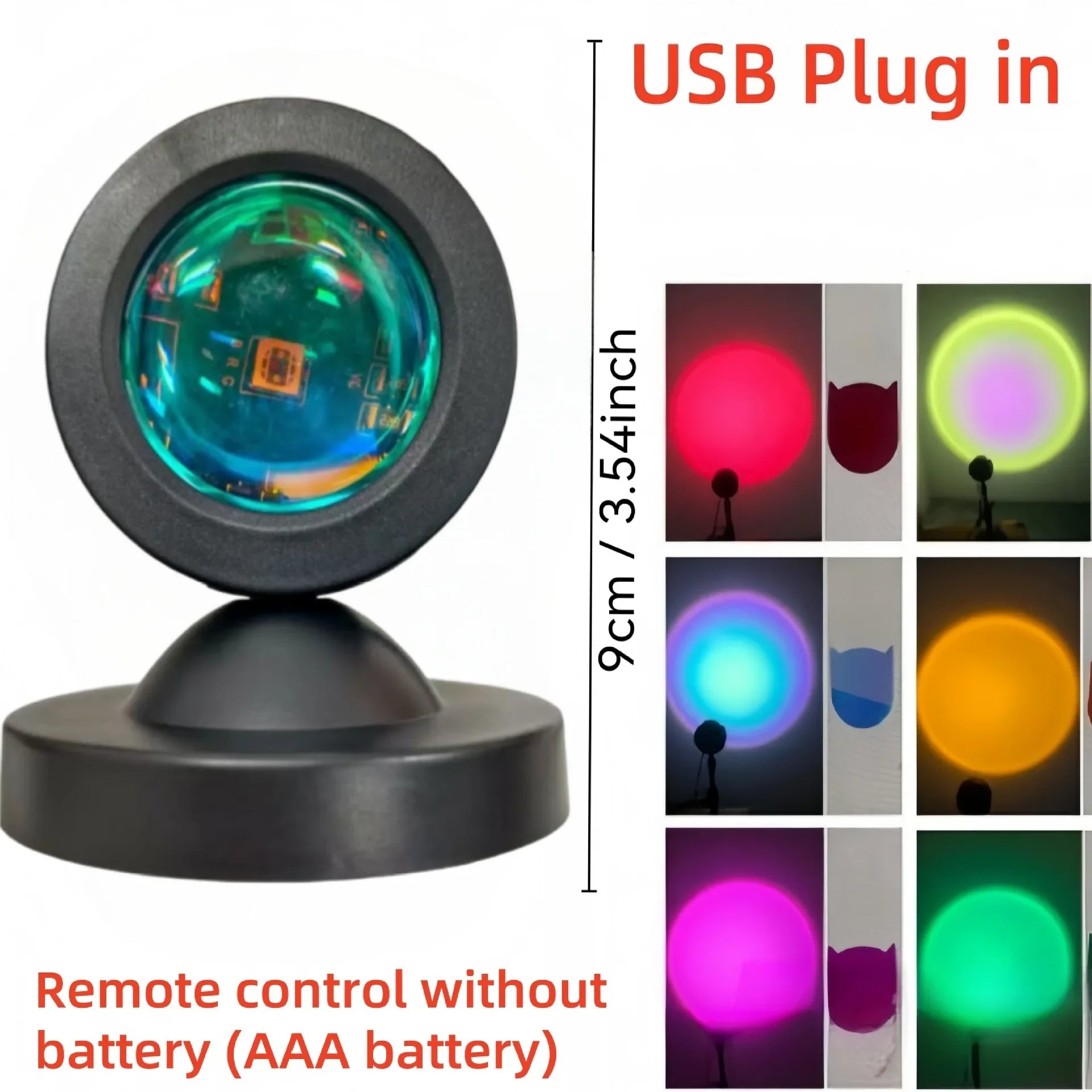 Sunset Projection Night Light 16-Color RGB Remote Control Bedroom Lamp
