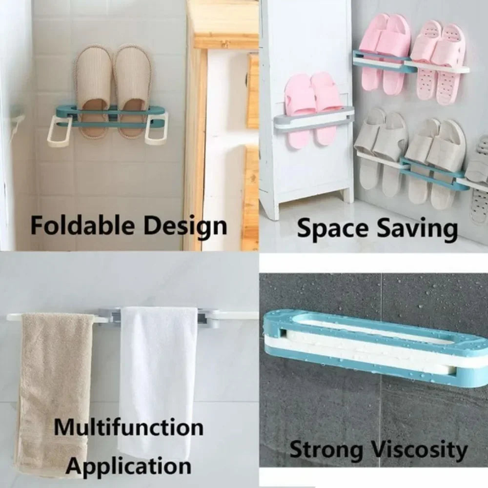 Foldable Waterproof Bathroom Shoe Rack Space-Saving Slipper Organizer