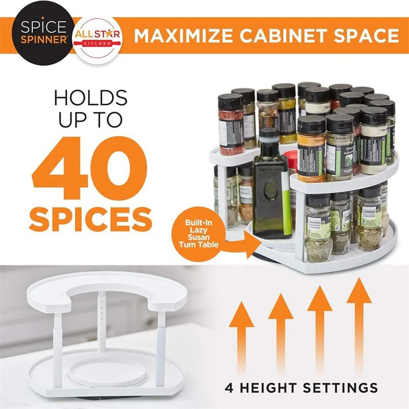 Adjustable Rotating Spice Rack Organizer, Large-Capacity Kitchen Storage Holder