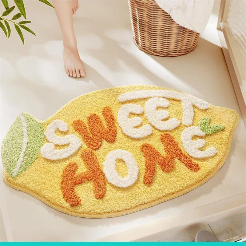 VIKAMA Fruit Pattern Imitation Cashmere Carpet - Warm Washable Bathroom Door Mat & Porch Rug - Hom Haven