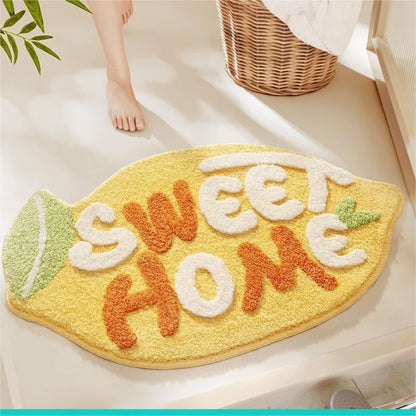 VIKAMA Fruit Pattern Imitation Cashmere Carpet - Warm Washable Bathroom Door Mat & Porch Rug - Hom Haven
