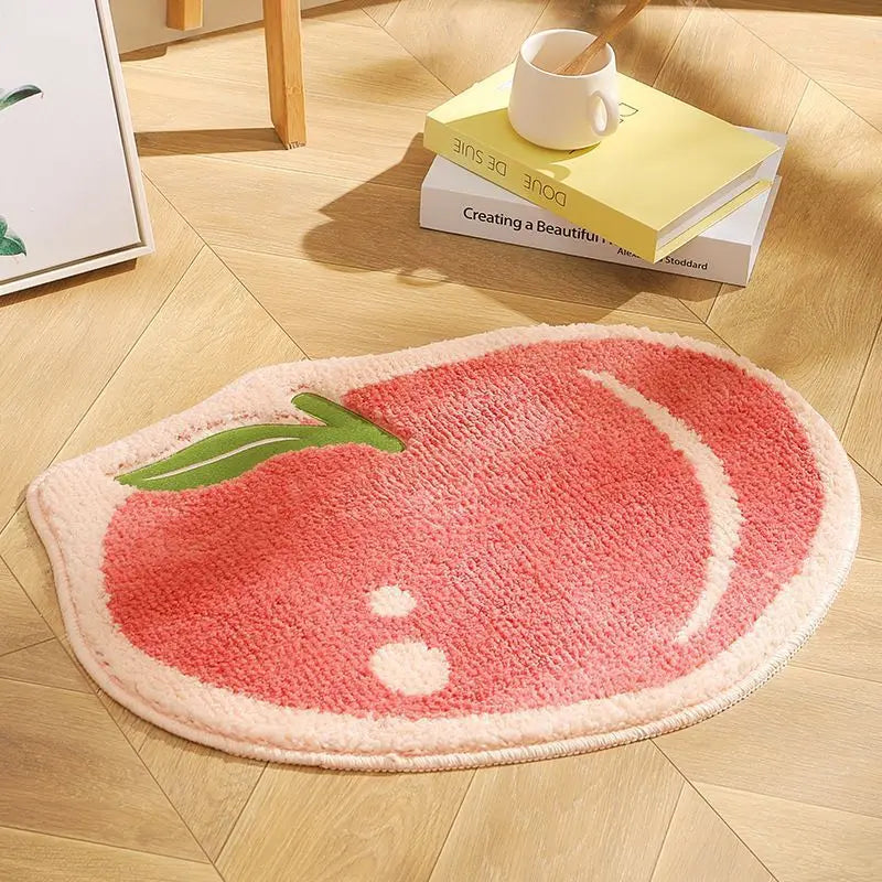 VIKAMA Fruit Pattern Imitation Cashmere Carpet - Warm Washable Bathroom Door Mat & Porch Rug - Hom Haven