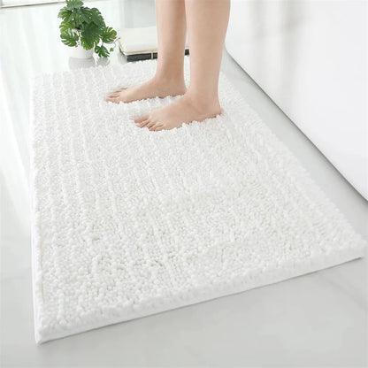 Olanly Chenille Non-Slip Bath Mat - Soft Fluffy Shag Microfiber Shower & Bathroom Floor Rug - Hom Haven