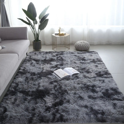 VIKAMA Tie-Dyed Fluffy Carpet - Warm Plush Bedside Rug & Play Mat for Living Room & Kids Room - Hom Haven
