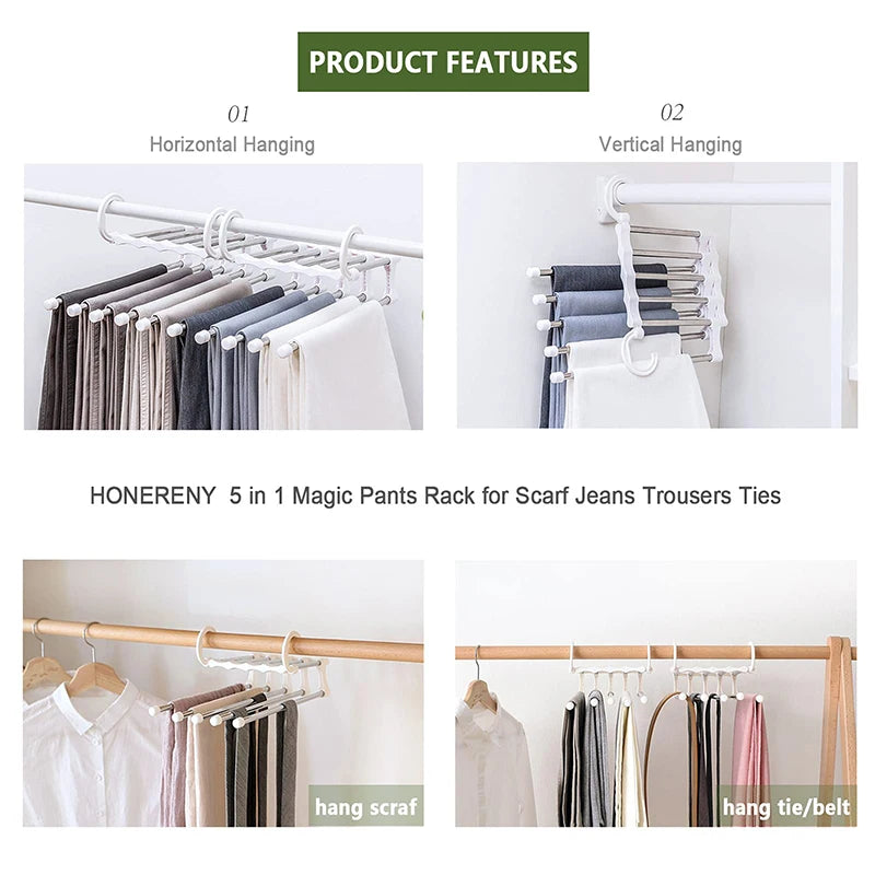 Folding Pants Hanger Space-Saving Clothes Organizer