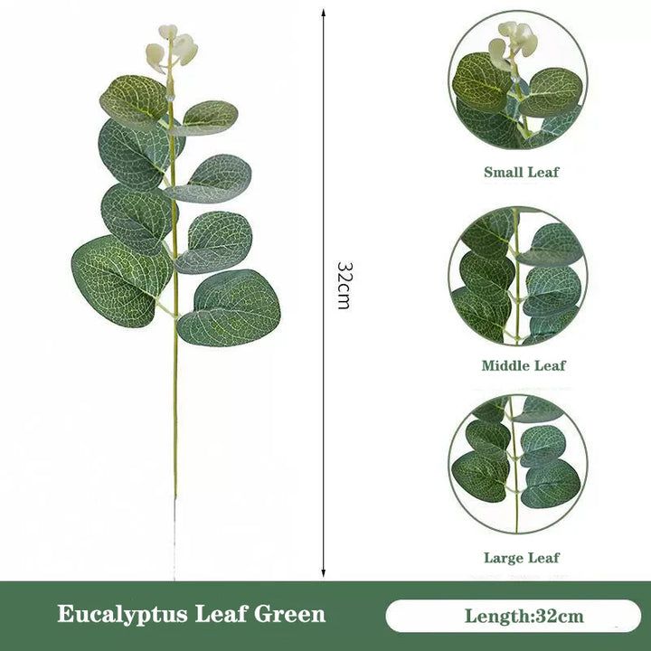 Eucalyptus Leaf Stems Green Artificial Eucalyptus Leaves Decor Vase Artificial Plants Bendable Eucalyptus Bundle Faux 10PCS