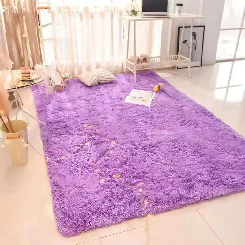 VIKAMA Tie-Dyed Fluffy Carpet - Warm Plush Bedside Rug & Play Mat for Living Room & Kids Room