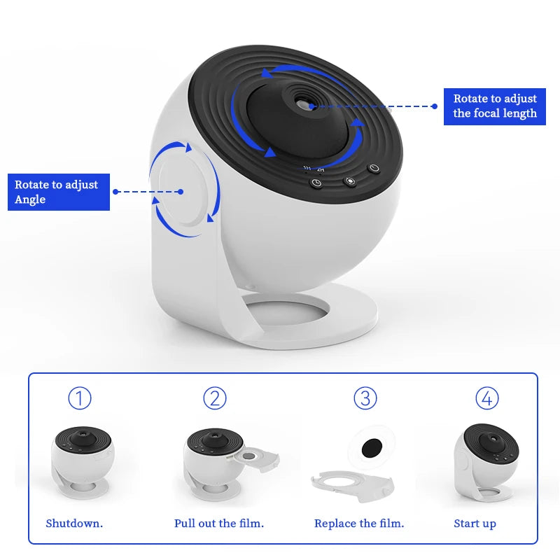 Galaxy Starry Sky Projector 360° Rotating Night Light for Bedroom Decor