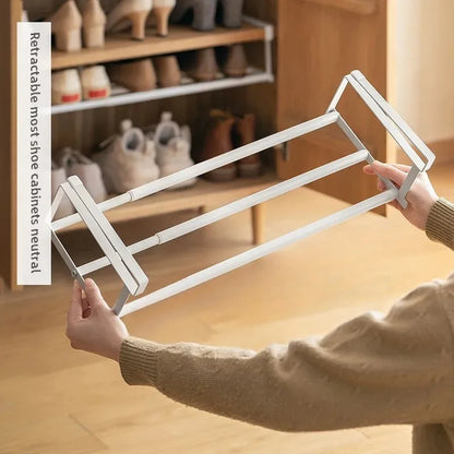 Adjustable Space-Saving Shoe Rack - Under-Shelf Shoe Holder with Hanging Basket for Wardrobe & Closet - Hom Haven