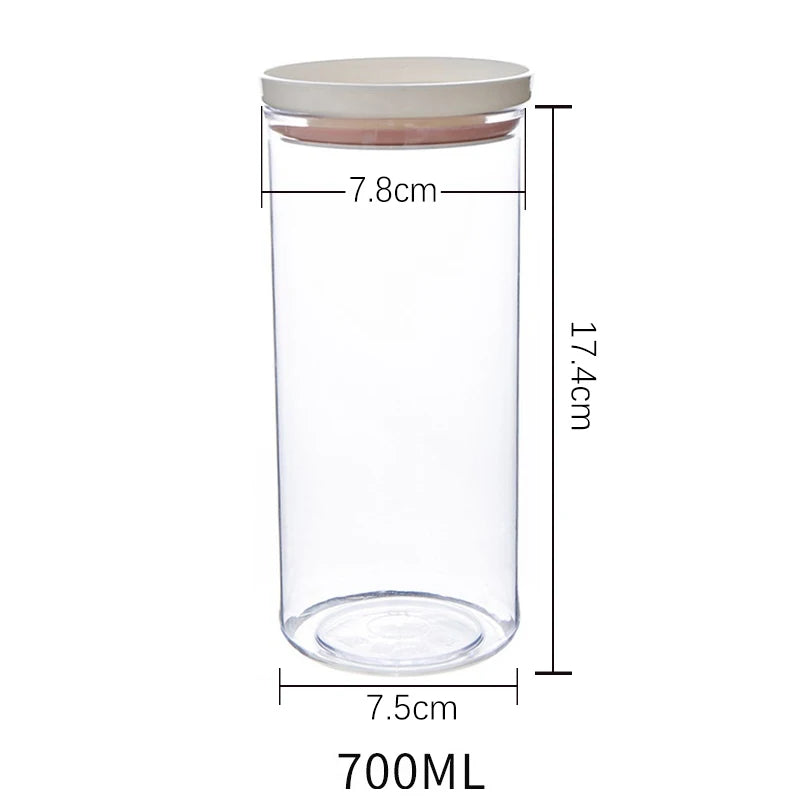 Sealed Food Grade Transparent Kitchen Storage Jar - Airtight Snack & Grain Container (250ml-700ml)