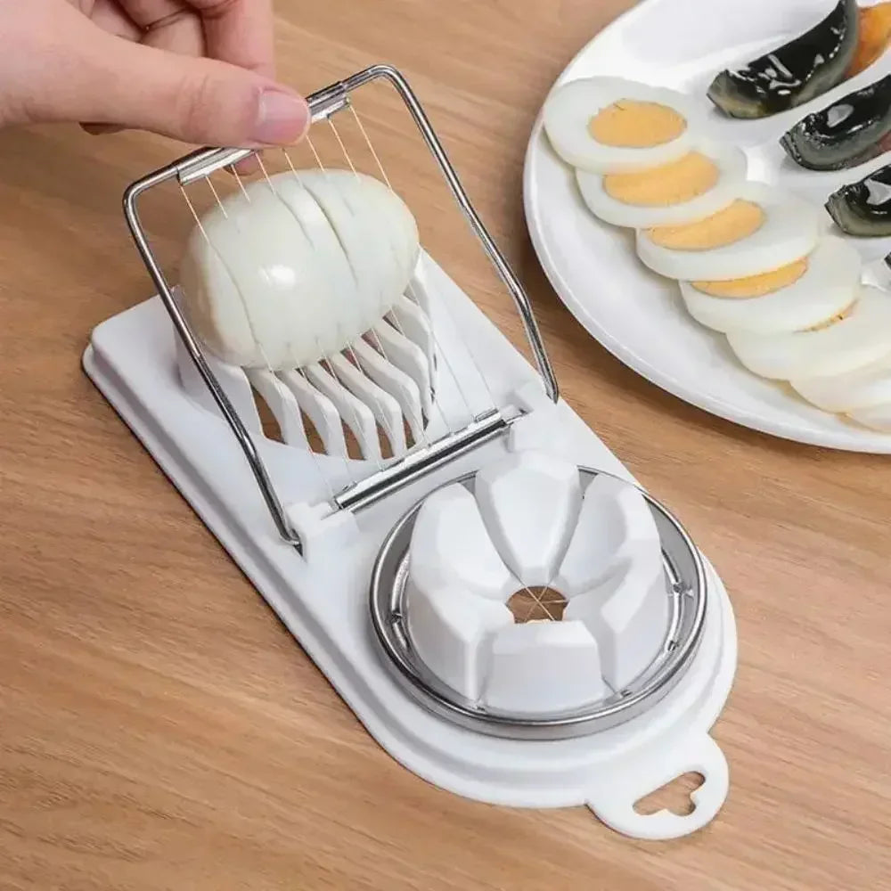 2-in-1 Stainless Steel Egg Slicer - Multi-Purpose Kitchen Tool for Regular, Century & Preserved Eggs