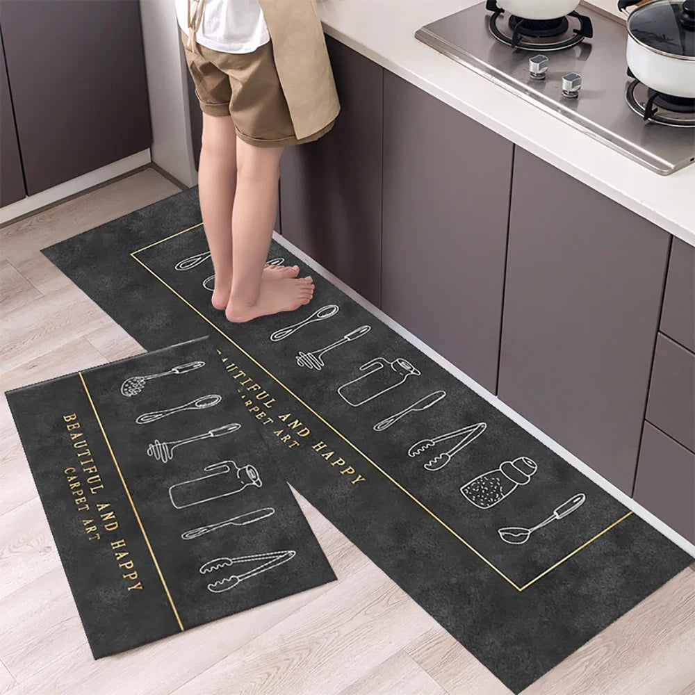 Soft Washable Kitchen Floor Mat - Anti-Slip Long Area Rug for Bedroom, Hallway & Bathroom Entrance