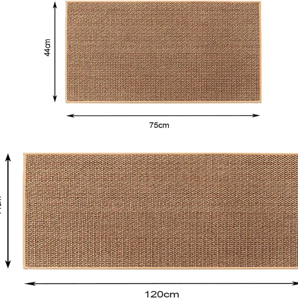 Washable Faux Sisal Kitchen Runner Rug - Non-Slip Natural Rubber Back Woven Kitchen Mat