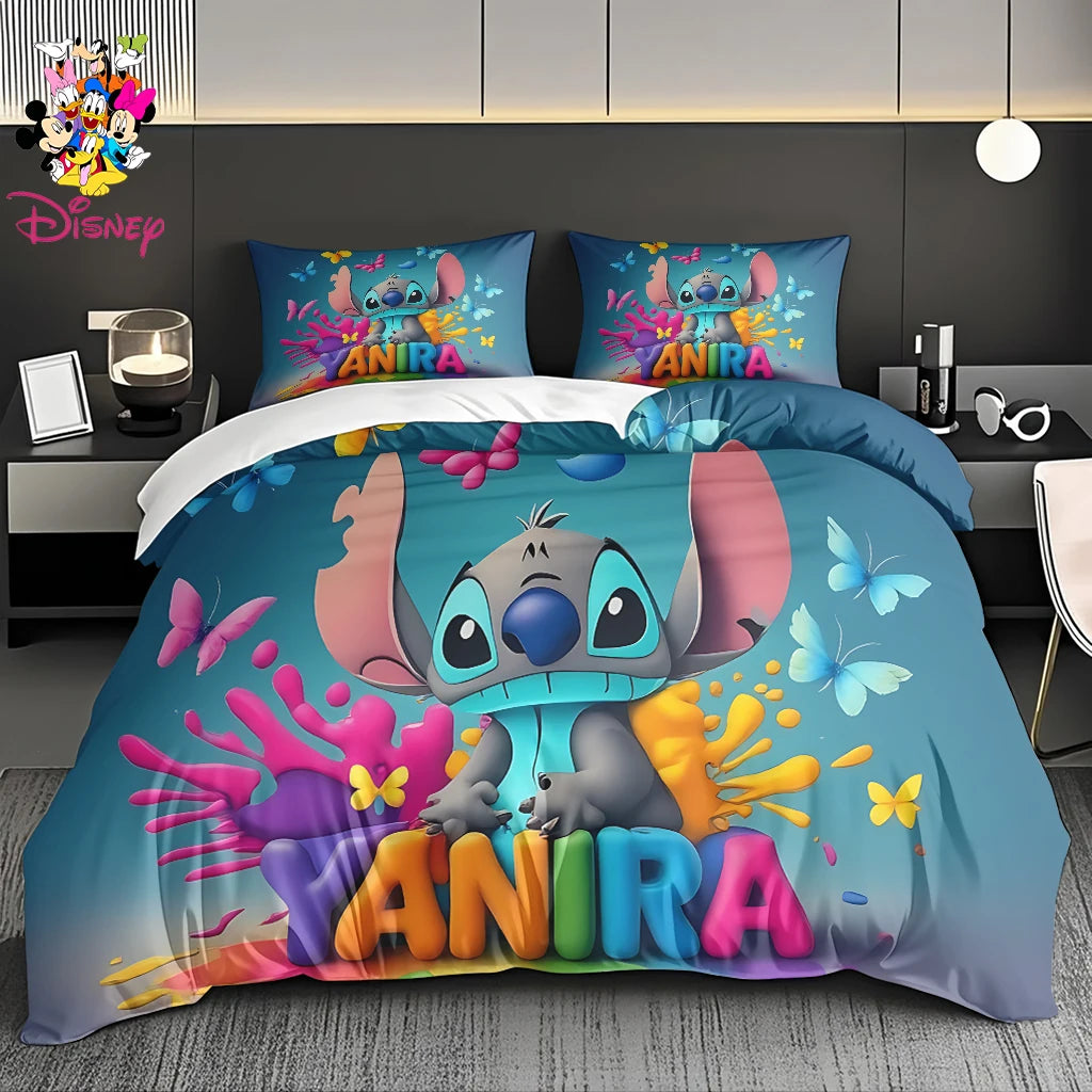 2/3pcs Disney Stitch & Mickey Duvet Cover Set Without Filler  Soft Bed Sheet,Skin-Friendly & Breathable Bedding Set Holiday Gift