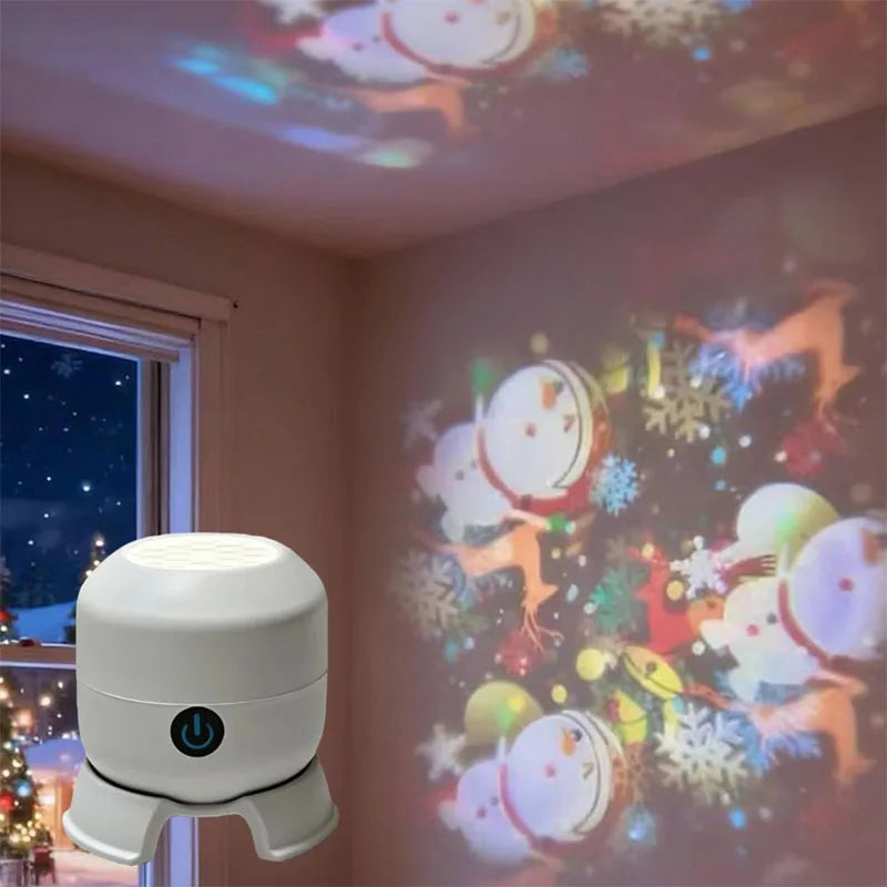 LED Projection Night Light Ocean Snowflake Christmas Dynamic USB Rechargeable Projector