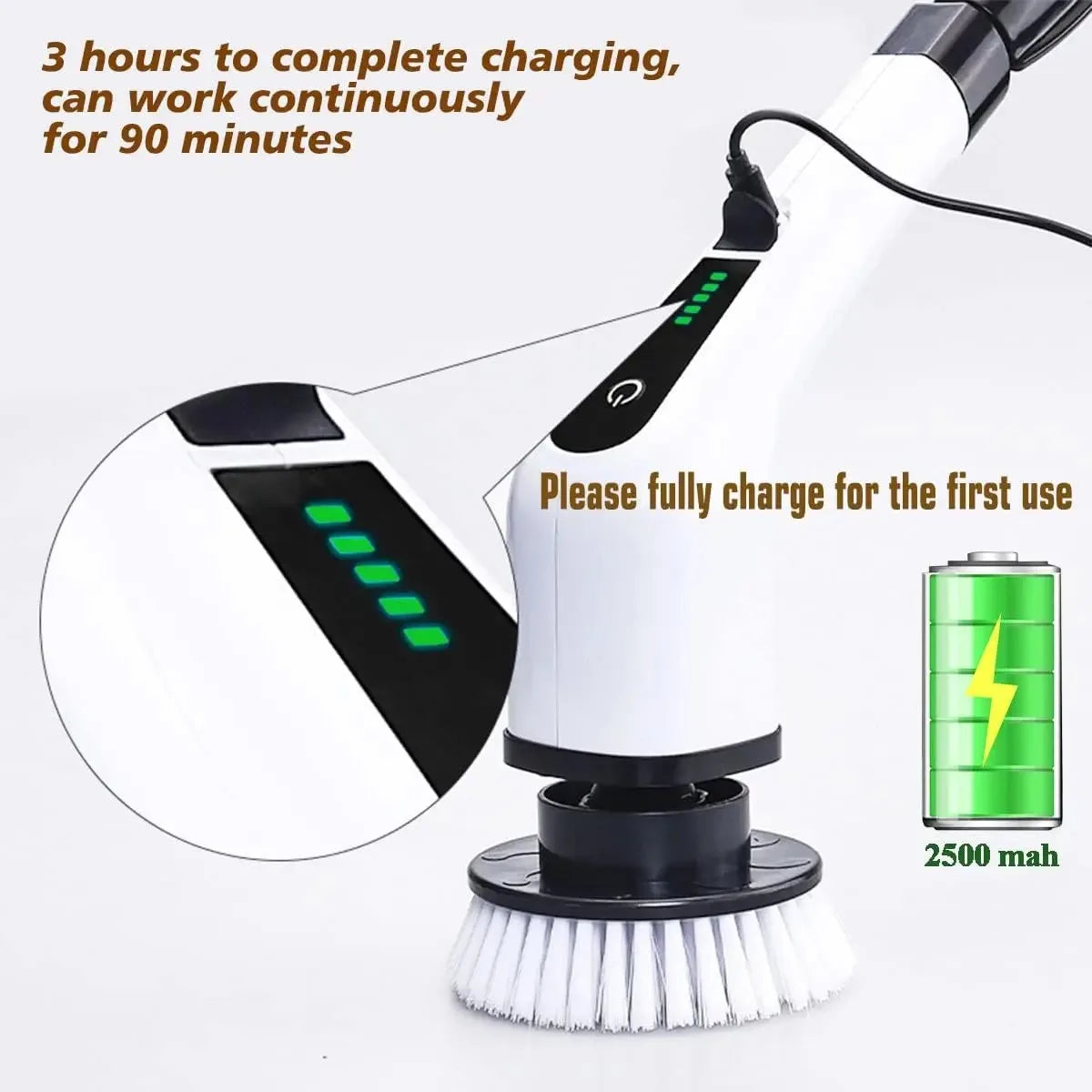 Cordless Electric Spin Scrubber Multifunctional Cleaning Brush for Bathroom Kitchen