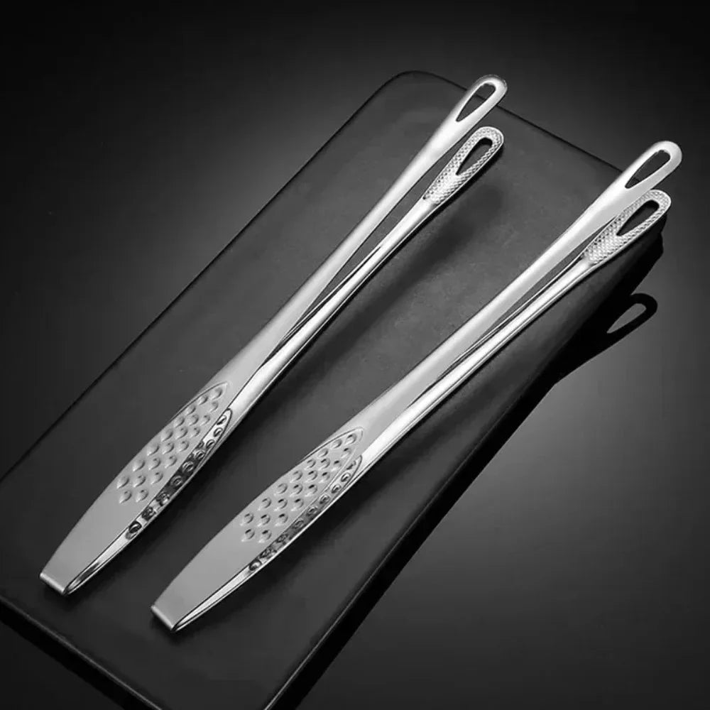 Stainless Steel BBQ & Kitchen Tongs - Reusable Cooking Tweezers for Meat, Vegetables & Barbecue
