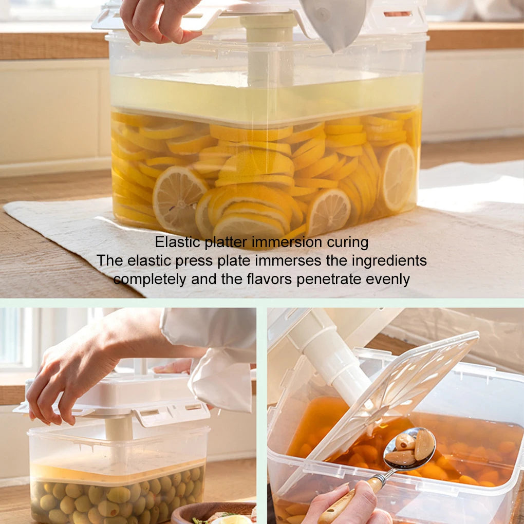 4L/5L Pickle Jar with Press Plate - Leakproof Kitchen Storage Container for Kimchi, Sauerkraut & Olives