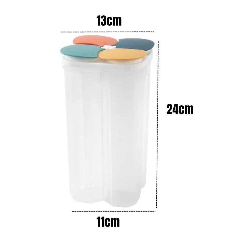 Moisture-Proof Sealed Grain Food Storage Tank - Multi-Grid Large Capacity Transparent Kitchen Organizer