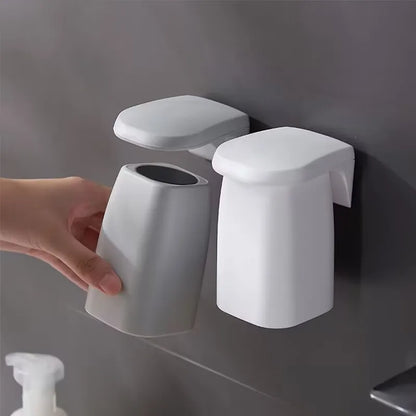 Japanese Minimalist Magnetic Mouthwash Cup - Wall Mounted Toothbrush Storage Rack & Brushing Cup (1-4 Pcs) - Hom Haven
