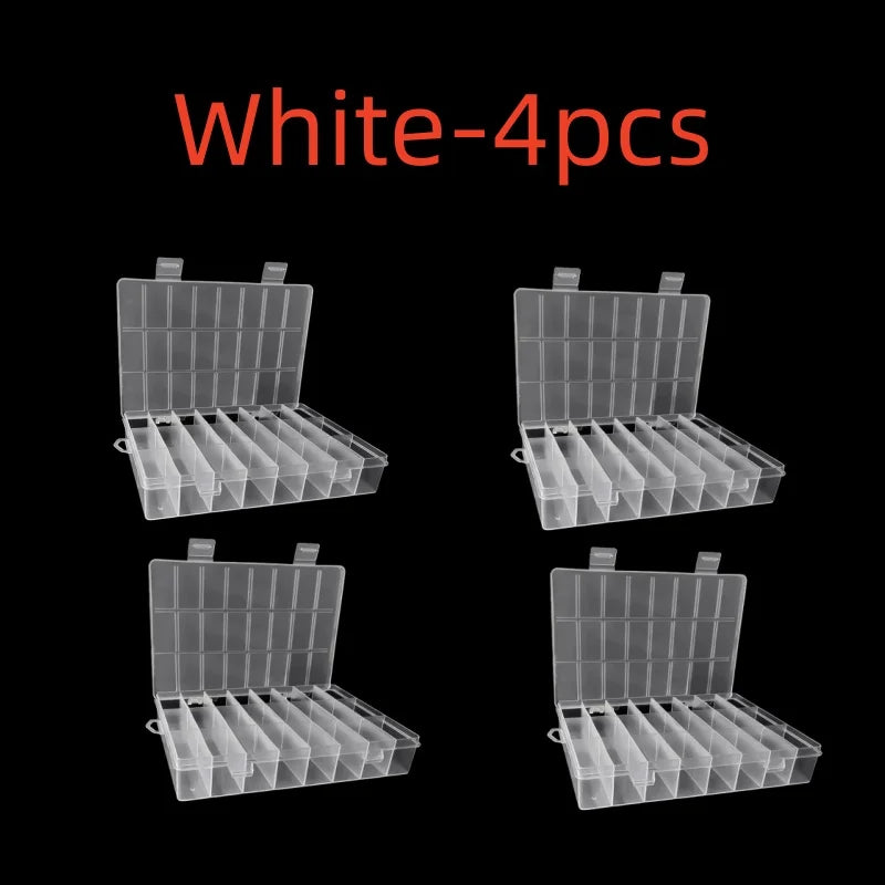 24 Grids Compartment Plastic Storage Box Jewelry Earring Box Bead Screw Container Home Storage Case Display Organizer Container