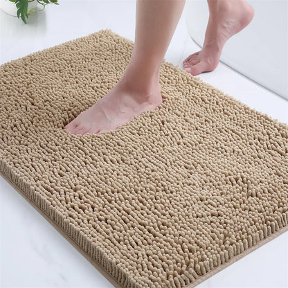 Olanly Chenille Non-Slip Bath Mat - Soft Fluffy Shag Microfiber Shower & Bathroom Floor Rug - Hom Haven