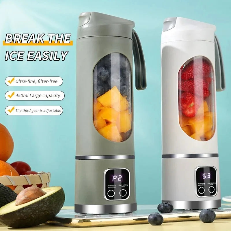 Portable 10-Blade USB Rechargeable Blender 450ml for Smoothies and Ice