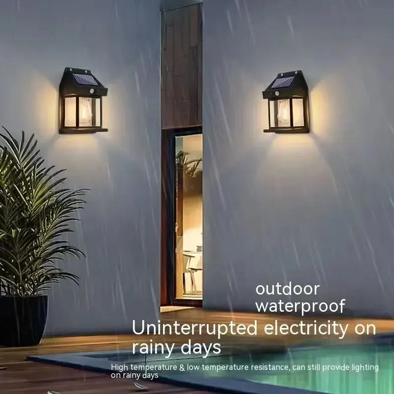 Solar Powered Waterproof LED Wall Light with Motion Sensor for Outdoor Garden
