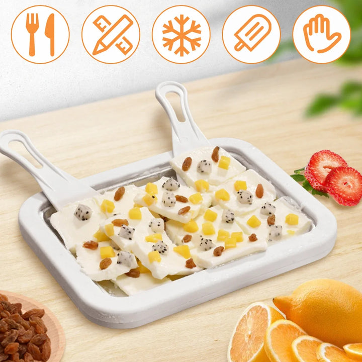 Rolled Ice Cream Maker Pan with Scrapers Cold Plate Dessert Maker