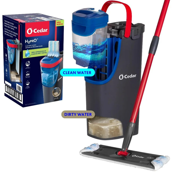 O-Cedar H2prO Flat Mop System Dual-Tank Clean and Dirty Water Separation