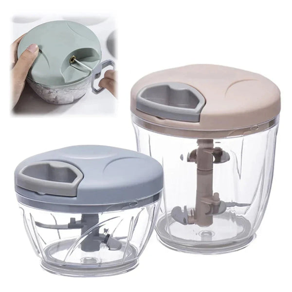 Manual Garlic Chopper & Vegetable Cutter - 500/900ml Rotating Slicer, Crusher & Meat Grinder - Hom Haven