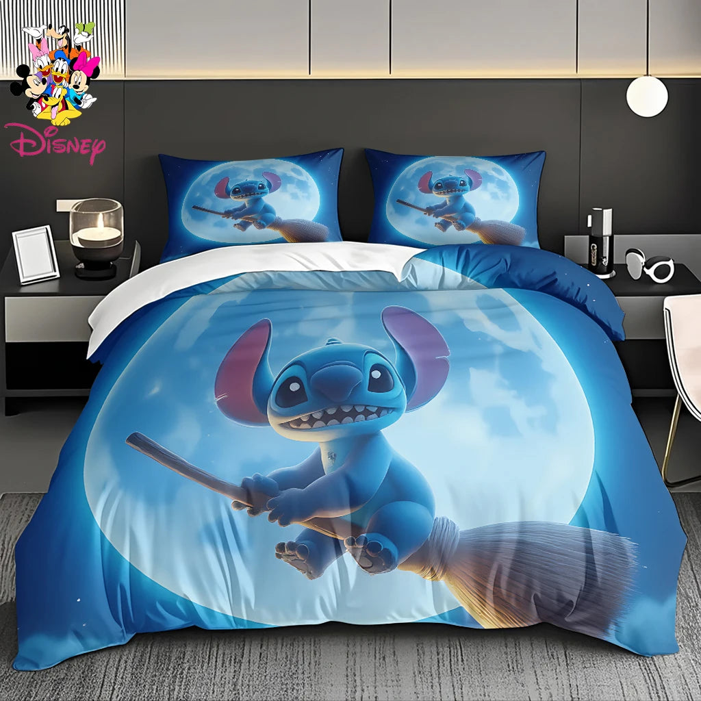 2/3pcs Disney Stitch & Mickey Duvet Cover Set Without Filler  Soft Bed Sheet,Skin-Friendly & Breathable Bedding Set Holiday Gift